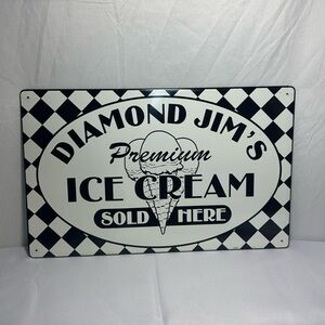 Vintage 1950s 1960s Diner Sign Ice Cream Parlor Sign - Vintage Metal Sign